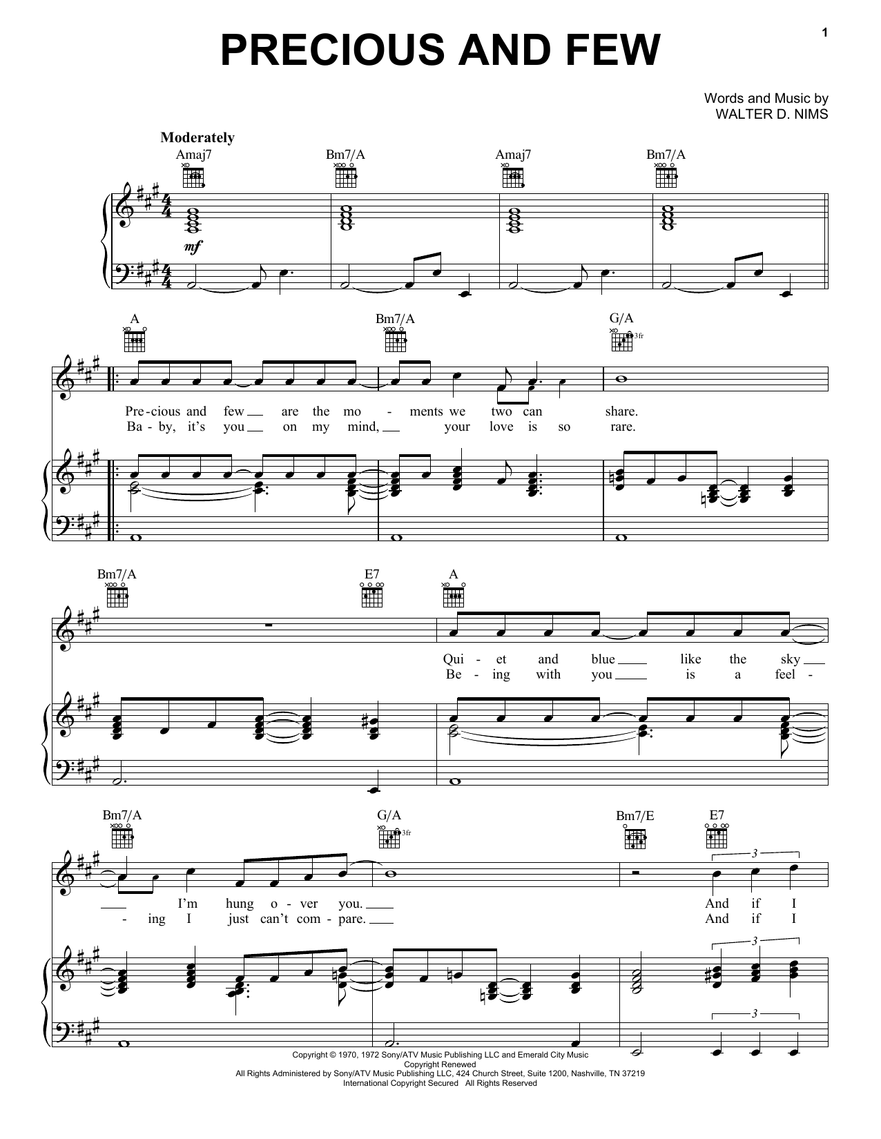 Learn to play Climax Precious And Few sheet music for Piano, Vocal & Guitar (Right-Hand Melody) in minutes. Climax Precious And Few sheet music notes and chords