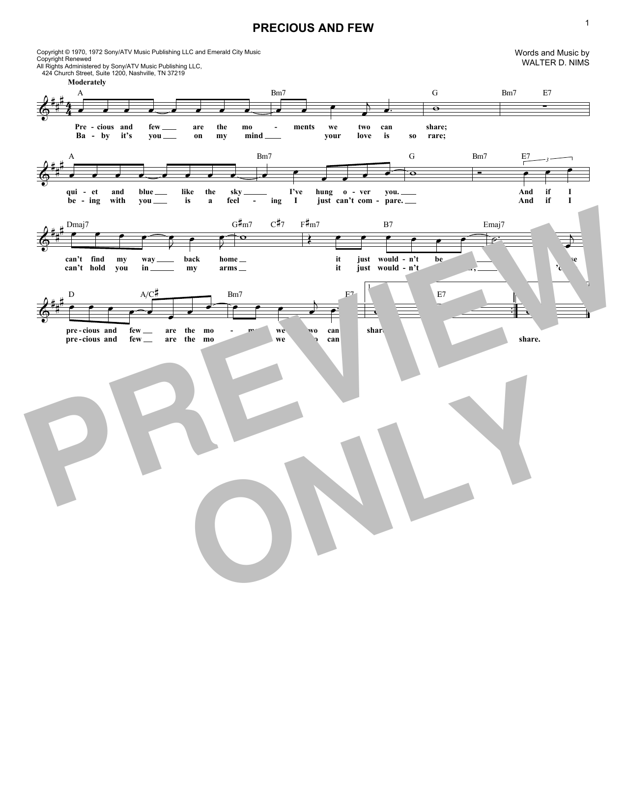 Learn to play Climax Precious And Few sheet music for Piano, Vocal & Guitar (Right-Hand Melody) in minutes. Climax Precious And Few sheet music notes and chords