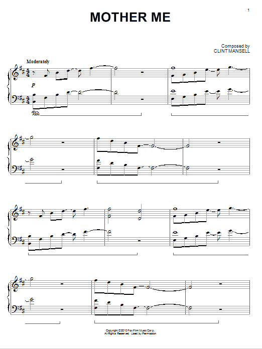 Learn to play Clint Mansell Mother Me sheet music for Piano in minutes. Clint Mansell Mother Me sheet music preview music notes and score for Piano including 2 page(s)