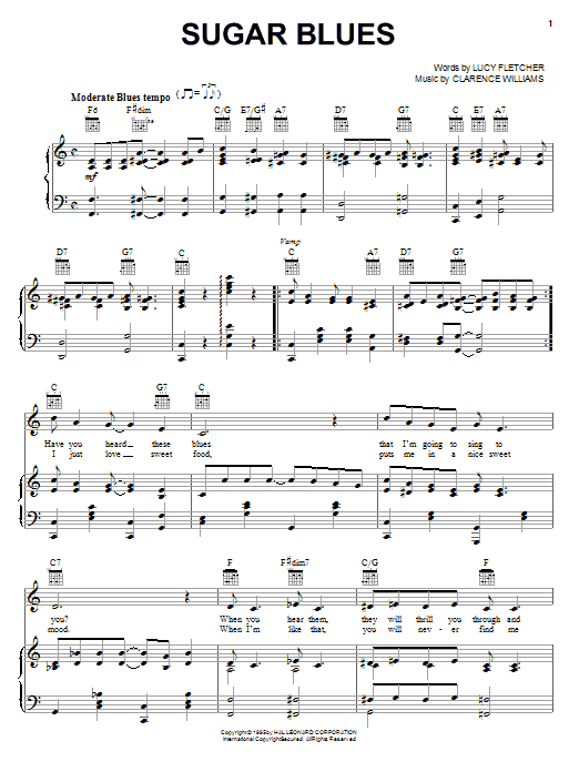 Download Clyde McCoy and his Orchestra Sugar Blues sheet music notes and chords for Piano, Vocal & Guitar (Right-Hand Melody) - Download Printable PDF and start playing in minutes.