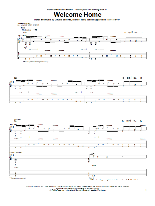 Learn to play Coheed And Cambria Welcome Home sheet music for Easy Guitar Tab in minutes. Coheed And Cambria Welcome Home sheet music preview music notes and score for Easy Guitar Tab including 5 page(s)