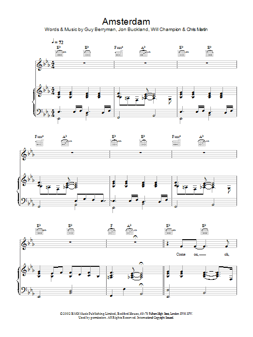 Learn to play Coldplay Amsterdam sheet music for Melody Line, Lyrics & Chords in minutes. Coldplay Amsterdam sheet music preview music notes and score for Melody Line, Lyrics & Chords including 3 page(s)