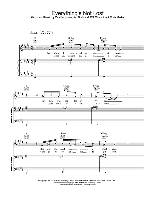 Learn to play Coldplay Everything's Not Lost sheet music for Piano, Vocal & Guitar in minutes. Coldplay Everything's Not Lost sheet music notes and chords