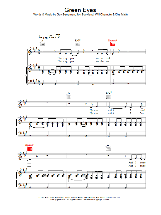 Learn to play Coldplay Green Eyes sheet music for Melody Line, Lyrics & Chords in minutes. Coldplay Green Eyes sheet music preview music notes and score for Melody Line, Lyrics & Chords including 2 page(s)