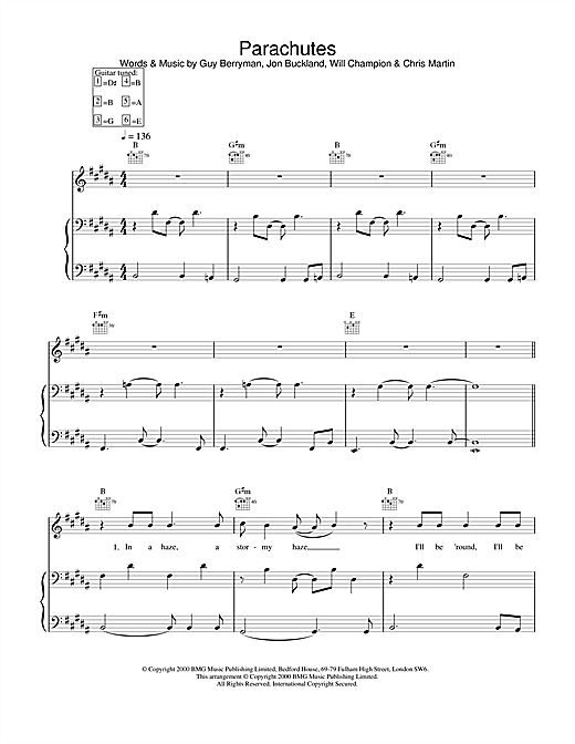 Learn to play Coldplay Parachutes sheet music for Piano, Vocal & Guitar in minutes. Coldplay Parachutes sheet music notes and chords