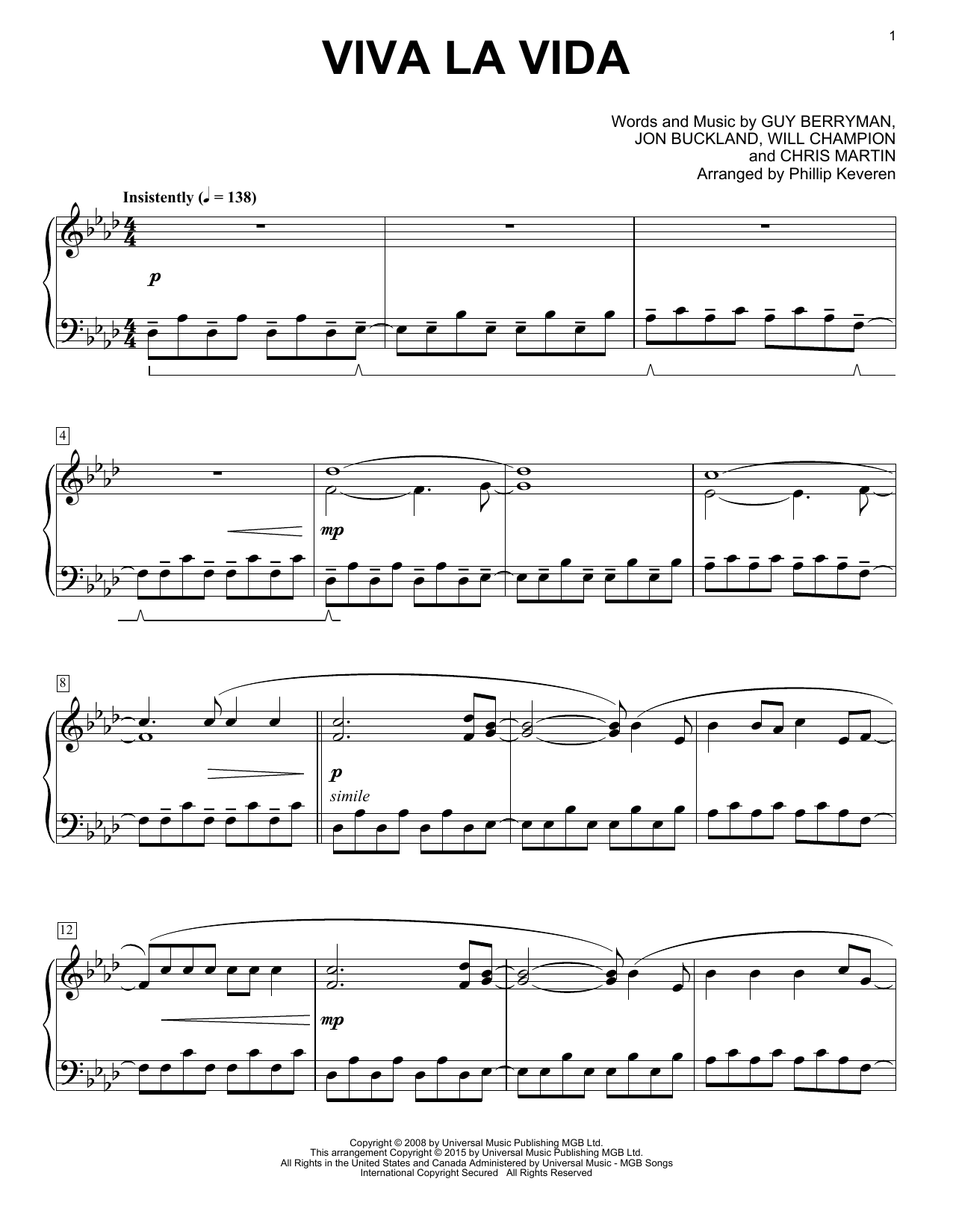Learn to play Coldplay Viva La Vida sheet music for Piano in minutes. Coldplay Viva La Vida sheet music notes and chords