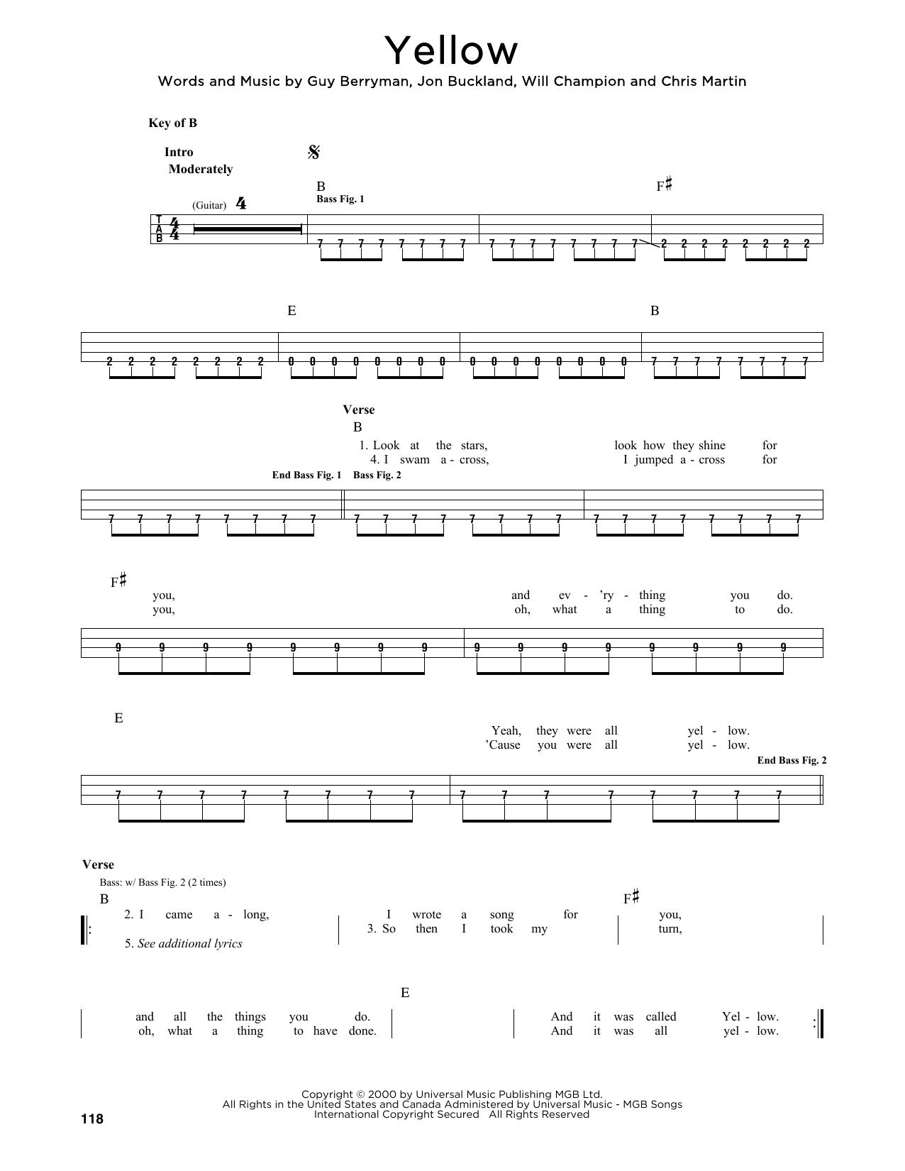 Coldplay Yellow Sheet Music Notes Download Pdf Alternative Score Piano Vocal Guitar