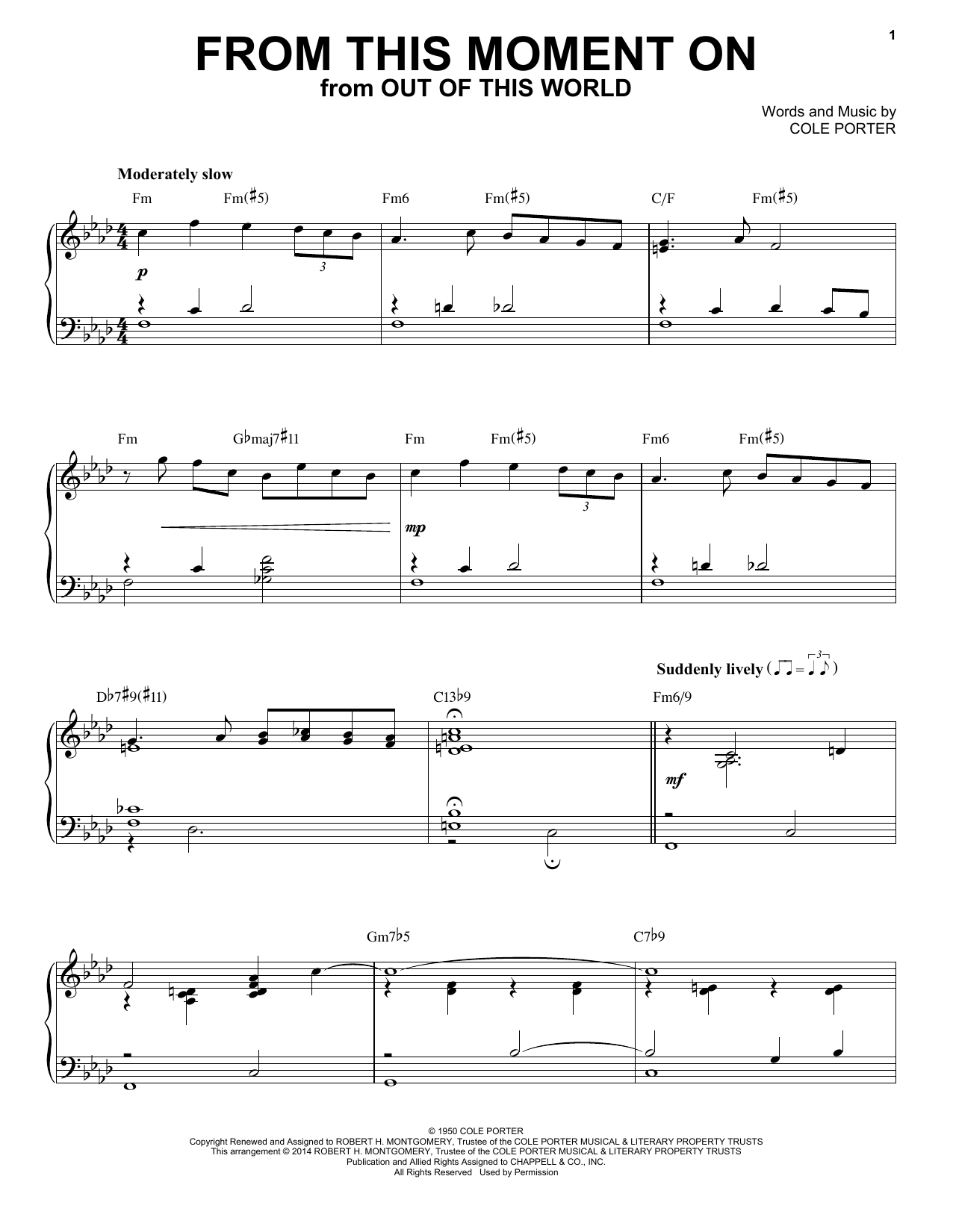 Cole Porter From This Moment On sheet music, chords, lyrics - Printable PDF for Piano