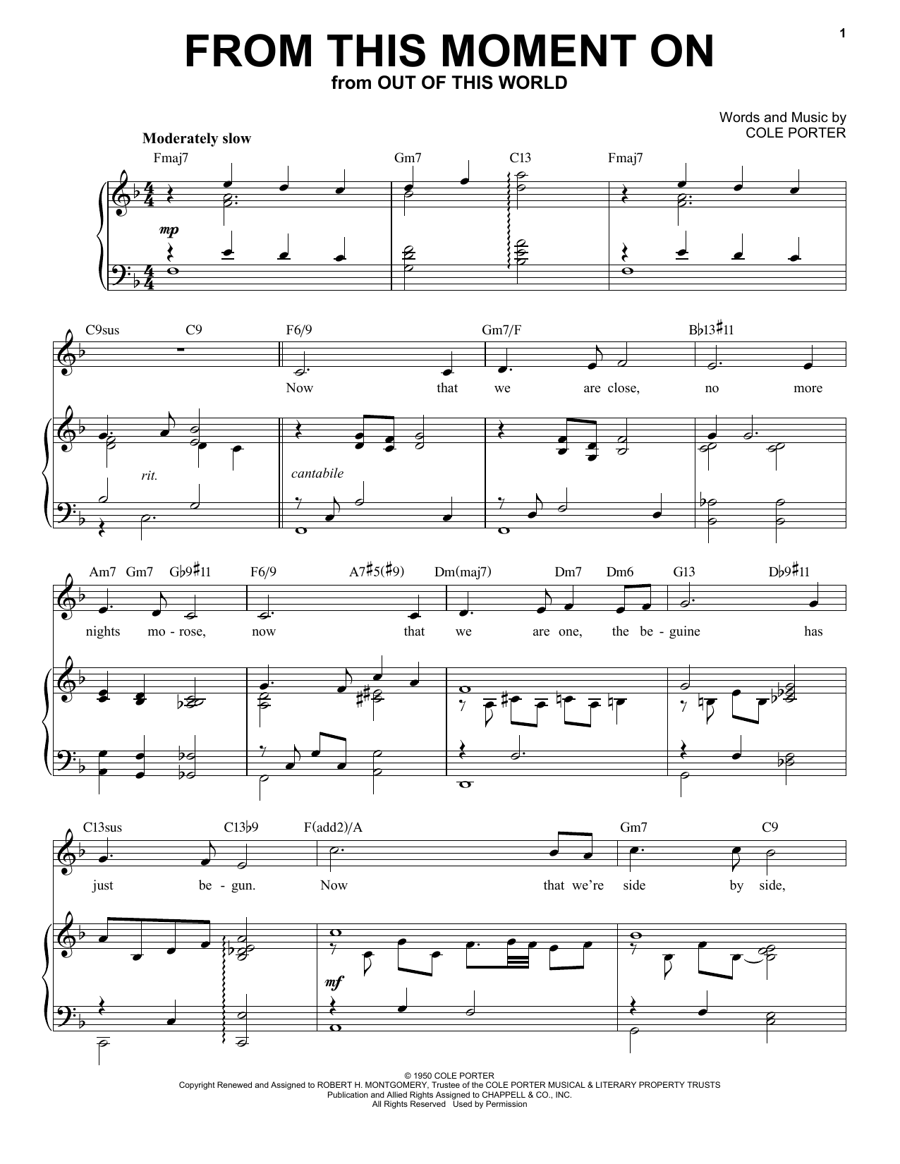 Cole Porter From This Moment On [Jazz version] (from Out Of This World) (arr. Brent Edstrom) sheet music, chords, lyrics - Printable PDF for Piano & Vocal