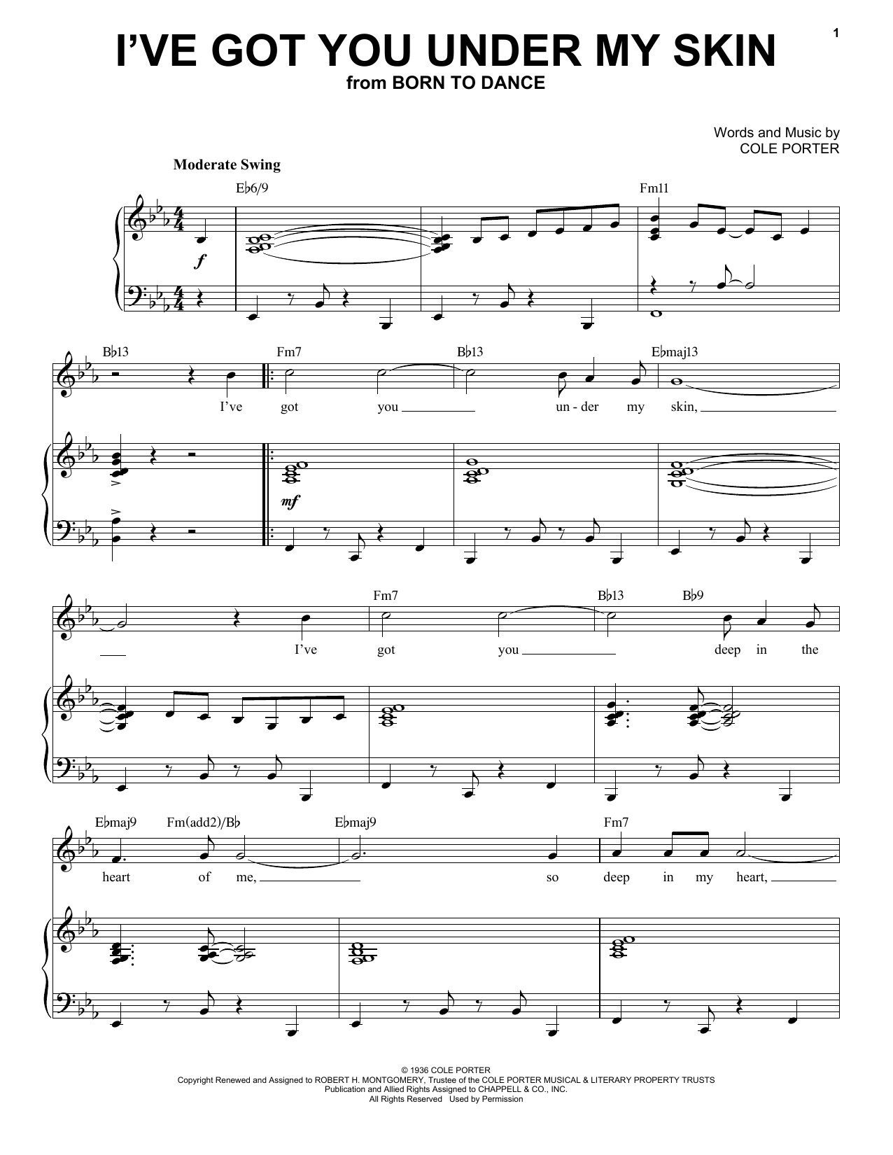 Cole Porter I've Got You Under My Skin [Jazz version] (from Born To Dance) (arr. Brent Edstrom) sheet music, chords, lyrics - Printable PDF for Piano & Vocal