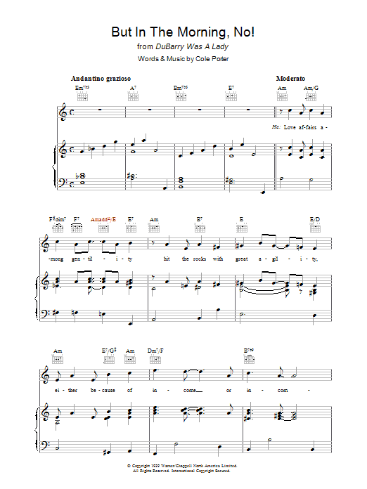 Cole Porter But In The Morning, No! sheet music preview music notes and score for Piano, Vocal & Guitar (Right-Hand Melody) including 6 page(s)