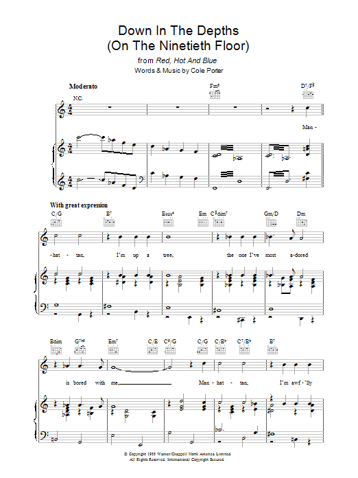 Cole Porter Down In The Depths (On The Ninetieth Floor) sheet music preview music notes and score for Piano, Vocal & Guitar (Right-Hand Melody) including 7 page(s)