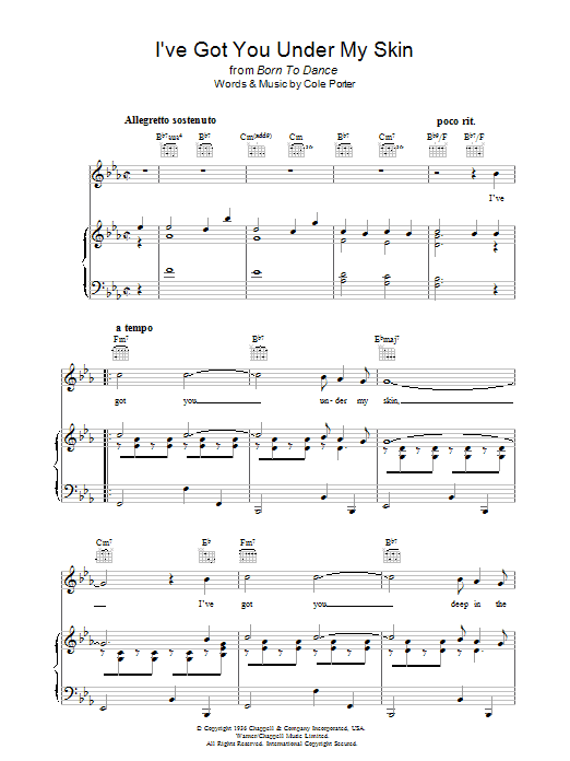 Learn to play Cole Porter I've Got You Under My Skin sheet music for Guitar Tab in minutes. Cole Porter I've Got You Under My Skin sheet music preview music notes and score for Guitar Tab including 3 page(s)