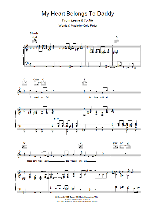 Cole Porter My Heart Belongs To Daddy sheet music preview music notes and score for Piano, Vocal & Guitar (Right-Hand Melody) including 6 page(s)