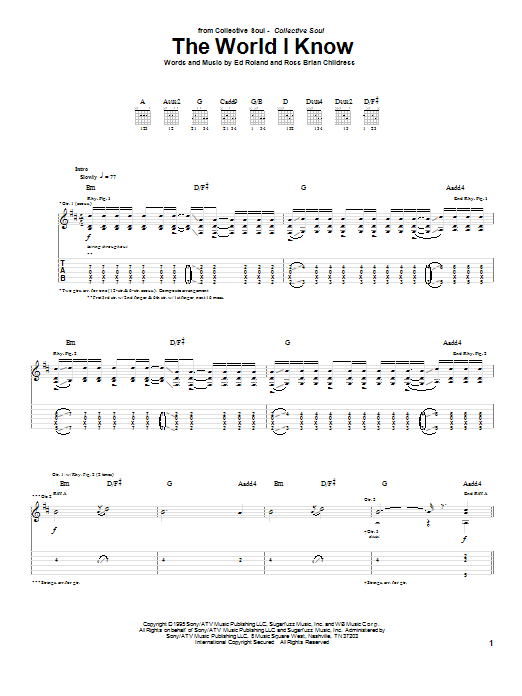 Learn to play Collective Soul The World I Know sheet music for Guitar Tab in minutes. Collective Soul The World I Know sheet music preview music notes and score for Guitar Tab including 6 page(s)