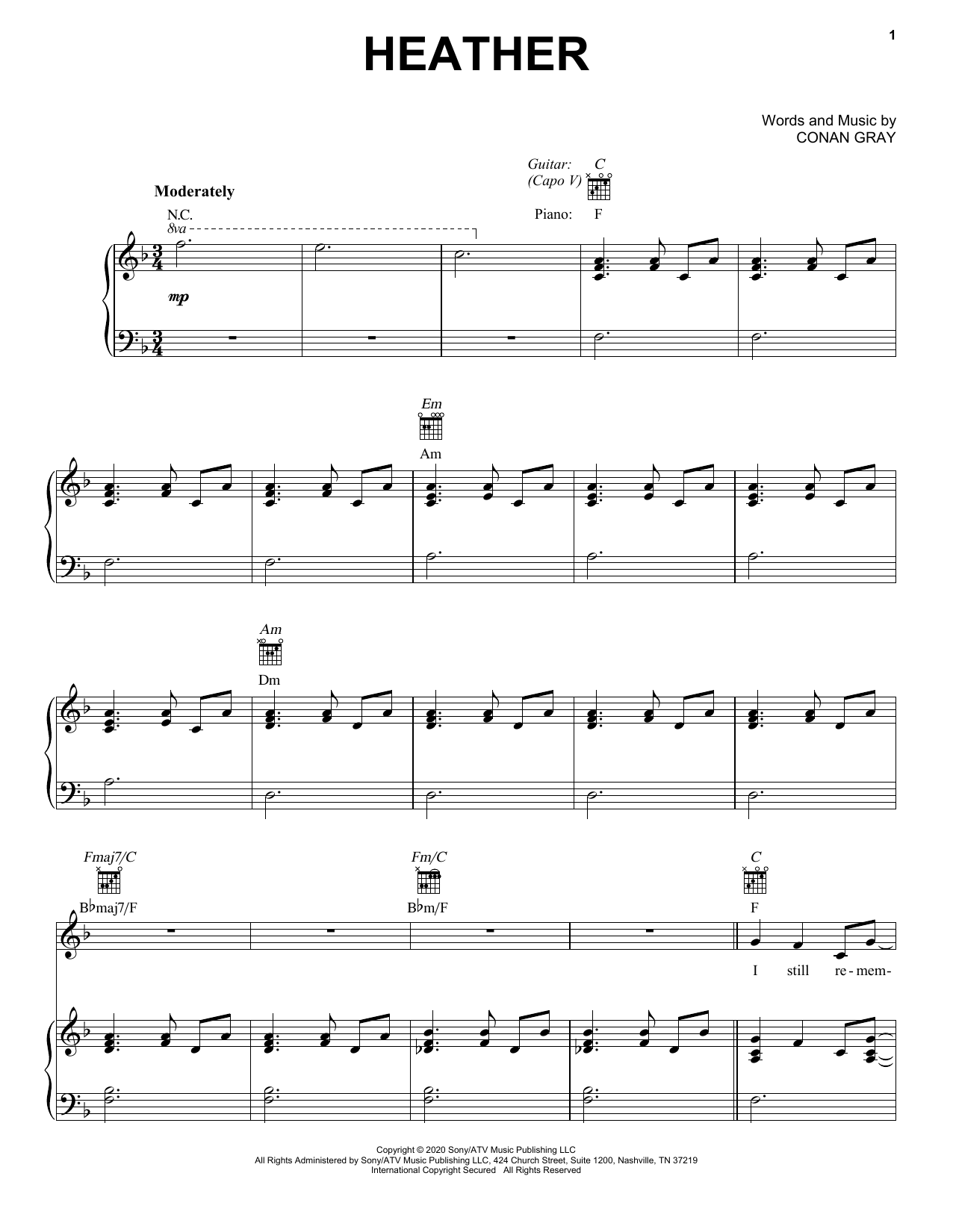 Learn to play Conan Gray Heather sheet music for Ukulele in minutes. Conan Gray Heather sheet music preview music notes and score for Ukulele including 5 page(s)