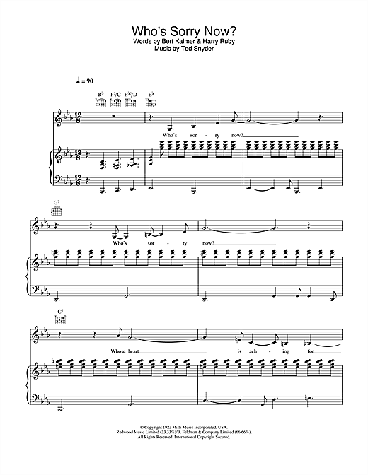 Learn to play Connie Francis Who's Sorry Now? sheet music for Piano, Vocal & Guitar in minutes. Connie Francis Who's Sorry Now? sheet music notes and chords