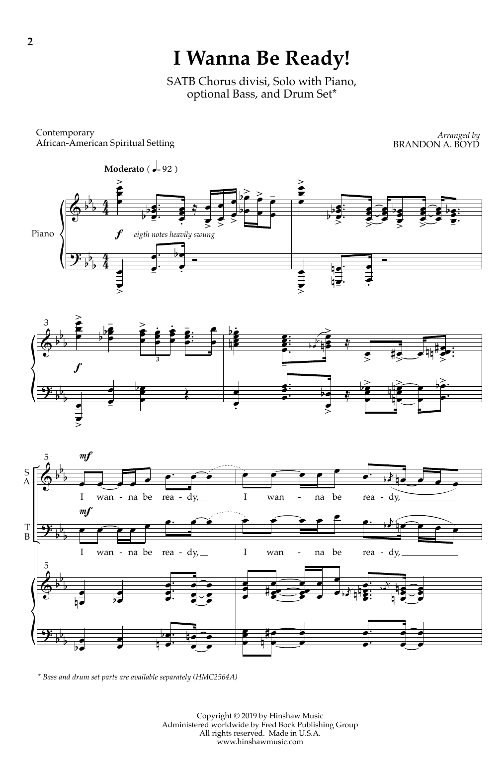 Contemporary African-American Spiritual Setting I Wanna Be Ready! (arr. Brandon A. Boyd) sheet music, chords, lyrics - Printable PDF for SATB Choir
