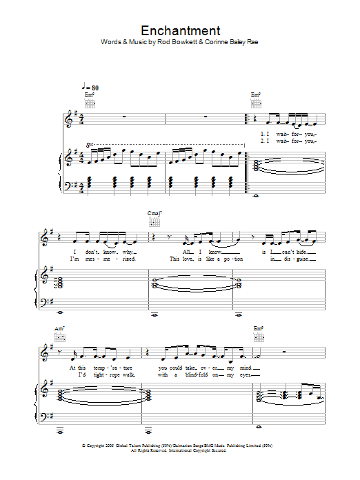 Learn to play Corinne Bailey Rae Enchantment sheet music for Lyrics & Chords in minutes. Corinne Bailey Rae Enchantment sheet music preview music notes and score for Lyrics & Chords including 2 page(s)