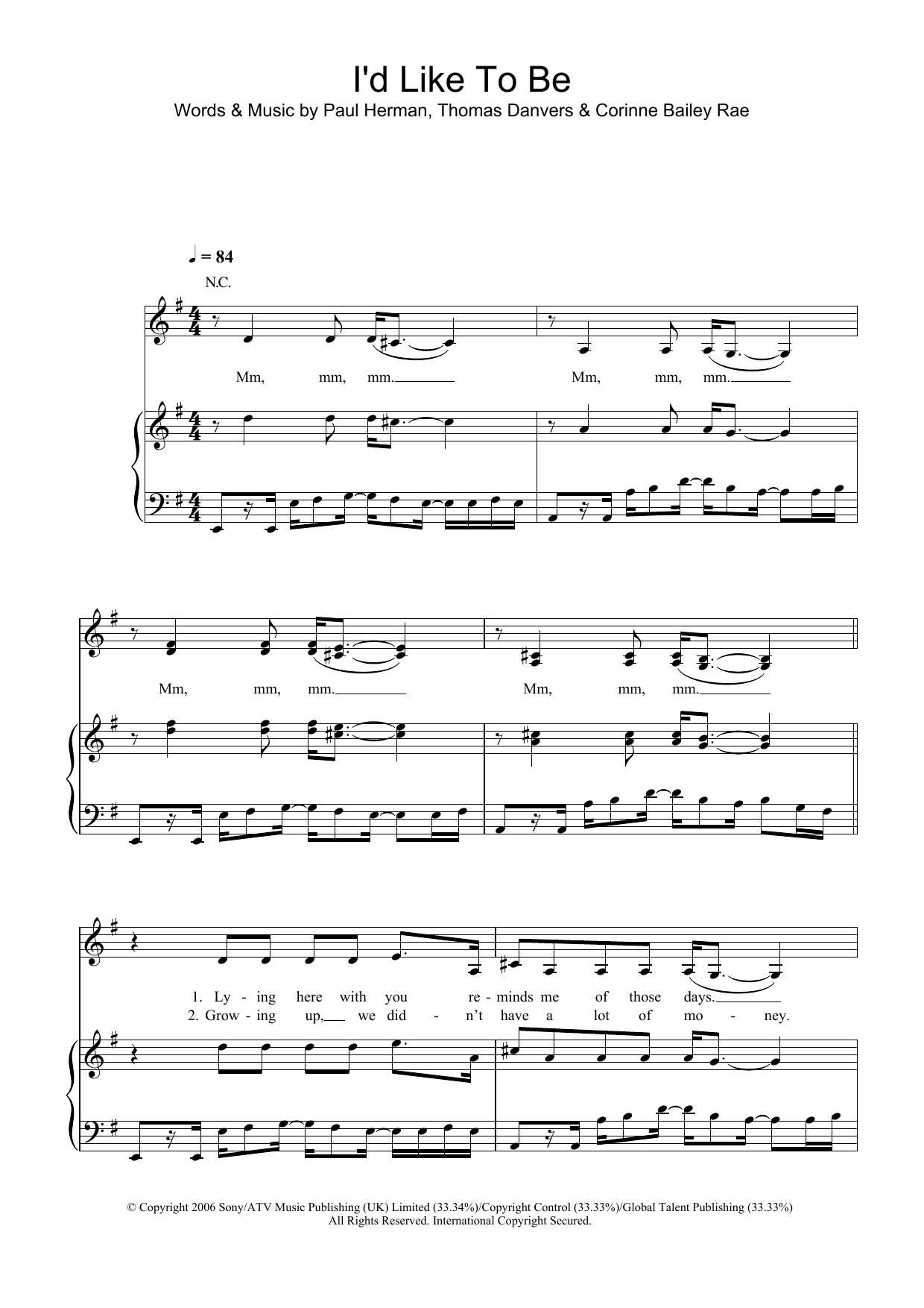 Learn to play Corinne Bailey Rae I'd Like To sheet music for Easy Piano in minutes. Corinne Bailey Rae I'd Like To sheet music preview music notes and score for Easy Piano including 4 page(s)