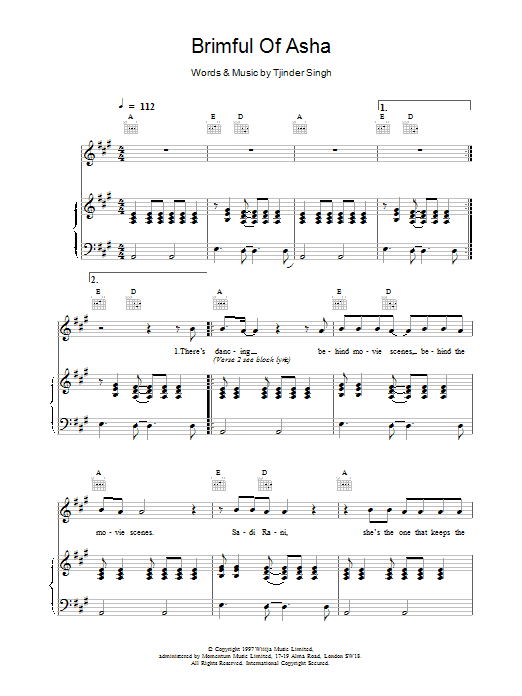 Learn to play Cornershop Brimful Of Asha sheet music for Keyboard in minutes. Cornershop Brimful Of Asha sheet music preview music notes and score for Keyboard including 4 page(s)