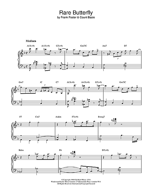 Learn to play Count Basie Rare Butterfly sheet music for Piano in minutes. Count Basie Rare Butterfly sheet music notes and chords