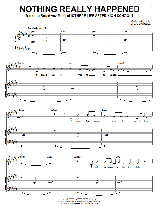 Learn to play Craig Carnelia Nothing Really Happened sheet music for Piano & Vocal in minutes. Craig Carnelia Nothing Really Happened sheet music preview music notes and score for Piano & Vocal including 7 page(s)