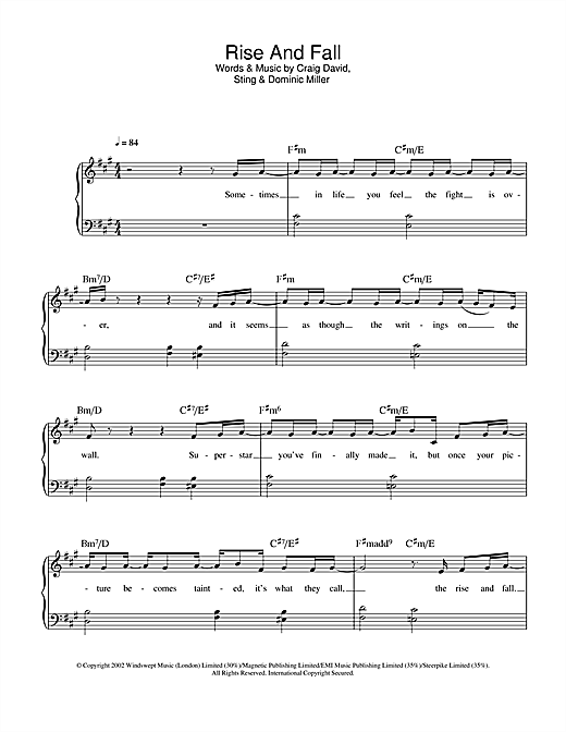 Learn to play Craig David Rise & Fall sheet music for Lyrics & Chords in minutes. Craig David Rise & Fall sheet music notes and chords