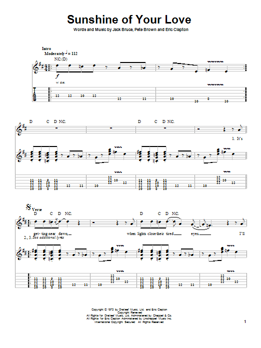 Learn to play Cream Sunshine Of Your Love sheet music for Guitar Tab in minutes. Cream Sunshine Of Your Love sheet music preview music notes and score for Guitar Tab including 5 page(s)