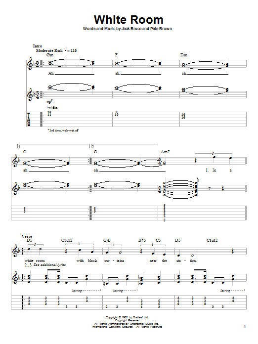 Learn to play Cream White Room sheet music for Guitar Tab in minutes. Cream White Room sheet music notes and chords