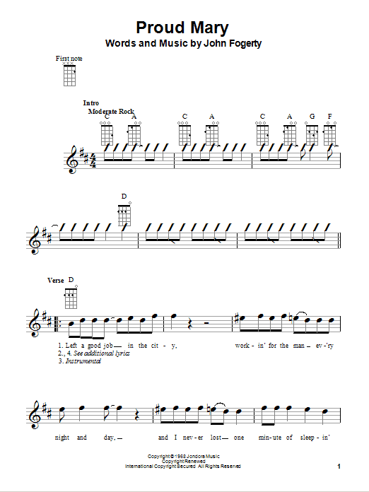 Learn to play Creedence Clearwater Revival Proud Mary sheet music for Lyrics & Chords in minutes. Creedence Clearwater Revival Proud Mary sheet music notes and chords