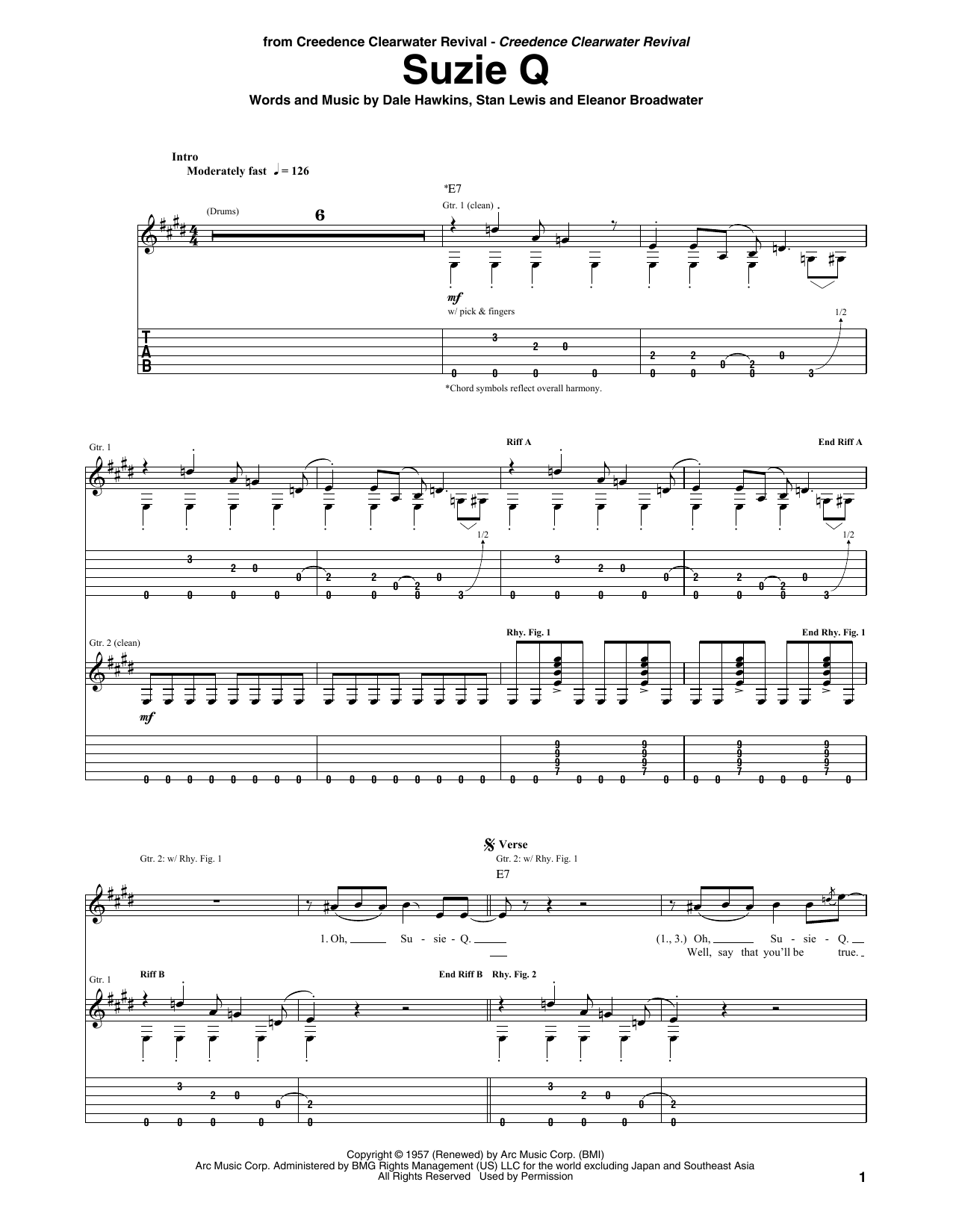 Learn to play Creedence Clearwater Revival Susie-Q sheet music for Piano, Vocal & Guitar (Right-Hand Melody) in minutes. Creedence Clearwater Revival Susie-Q sheet music notes and chords