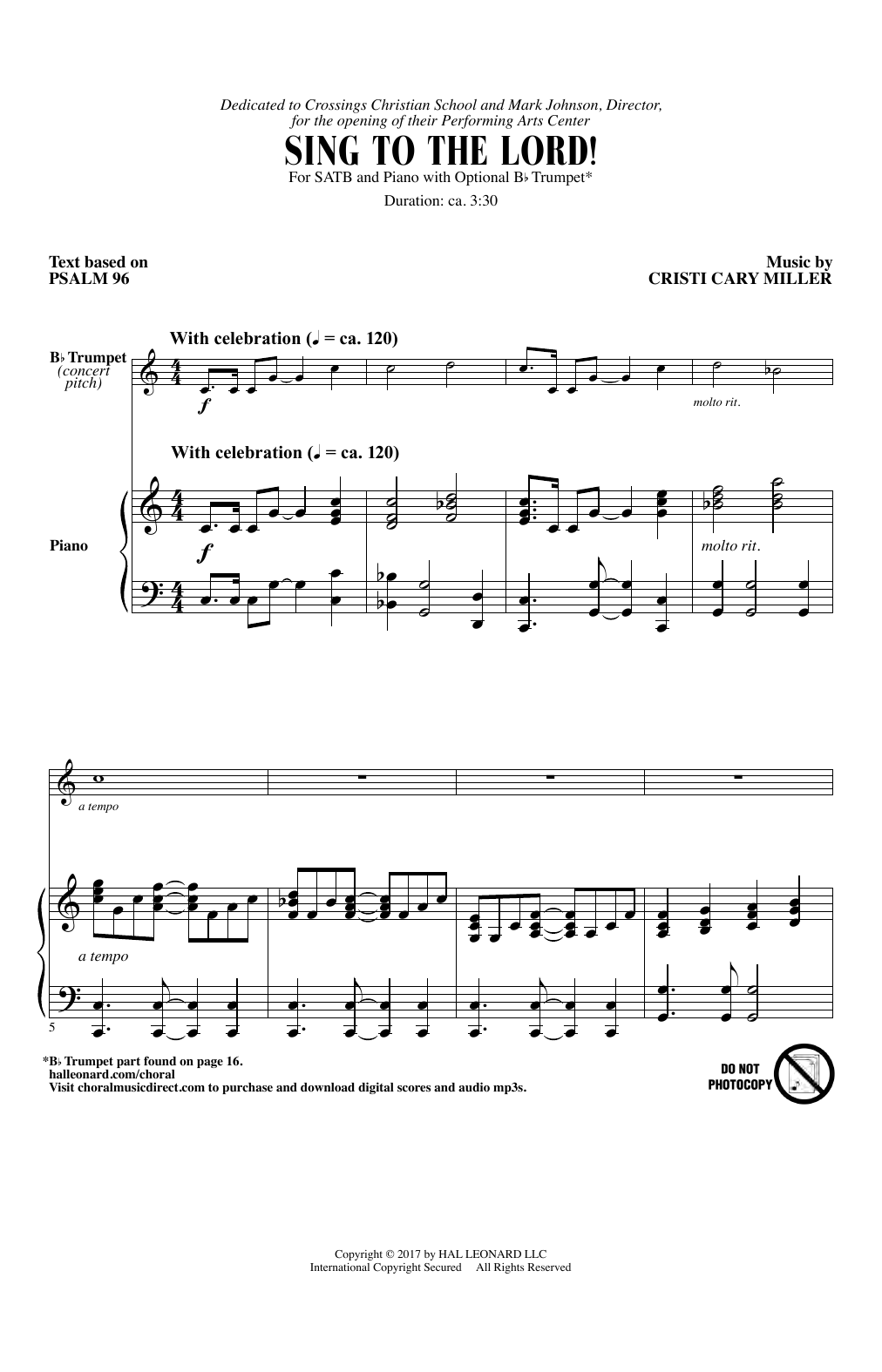 Cristi Cary Miller Sing To The Lord! sheet music, chords, lyrics - Printable PDF for Choir
