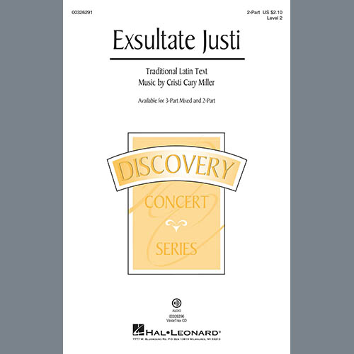 Download or print Cristi Cary Miller Exsultate Justi Sheet Music Printable PDF 9-page score for Latin / arranged 2-Part Choir SKU: 430105.