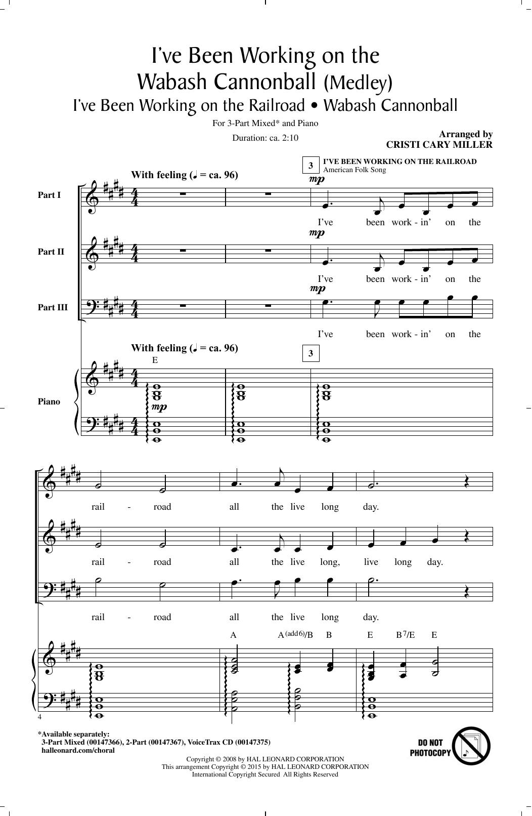 Learn to play Cristi Cary Miller I've Been Working On The Wabash Cannonball sheet music for 3-Part Mixed in minutes. Cristi Cary Miller I've Been Working On The Wabash Cannonball sheet music preview music notes and score for 3-Part Mixed including 10 page(s)