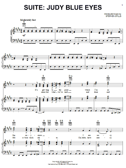Learn to play Crosby, Stills & Nash Suite: Judy Blue Eyes sheet music for Easy Piano in minutes. Crosby, Stills & Nash Suite: Judy Blue Eyes sheet music notes and chords