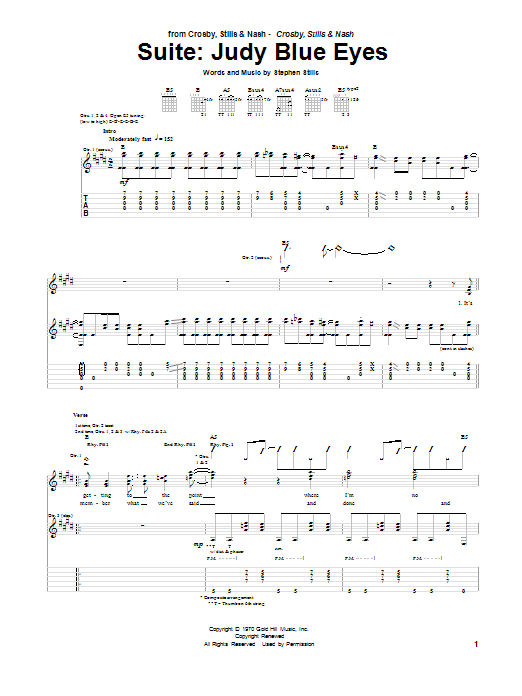 Learn to play Crosby, Stills & Nash Suite: Judy Blue Eyes sheet music for Guitar Tab in minutes. Crosby, Stills & Nash Suite: Judy Blue Eyes sheet music preview music notes and score for Guitar Tab including 15 page(s)