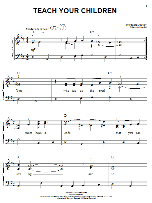 Learn to play Crosby, Stills, Nash & Young Teach Your Children sheet music for Guitar Tab in minutes. Crosby, Stills, Nash & Young Teach Your Children sheet music preview music notes and score for Guitar Tab including 7 page(s)