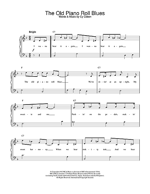 Learn to play Cy Coben The Old Piano Roll Blues sheet music for Piano in minutes. Cy Coben The Old Piano Roll Blues sheet music notes and chords