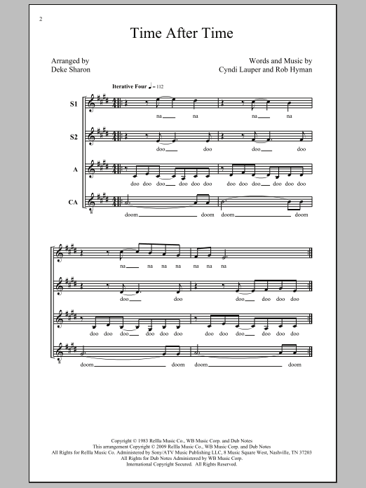 Download Deke Sharon Time After Time sheet music notes and chords for SSA - Download Printable PDF and start playing in minutes.