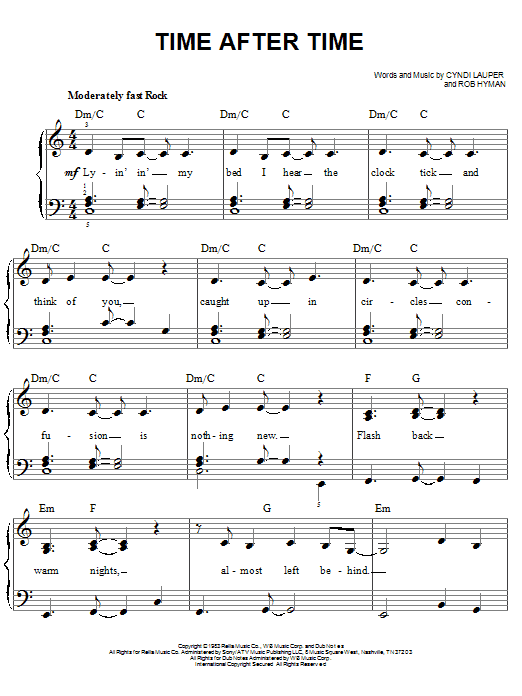 Learn to play Cyndi Lauper Time After Time sheet music for Flute in minutes. Cyndi Lauper Time After Time sheet music notes and chords