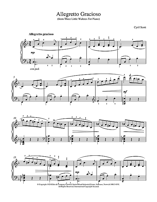 Learn to play Cyril Scott Allegretto Gracioso sheet music for Piano in minutes. Cyril Scott Allegretto Gracioso sheet music notes and chords