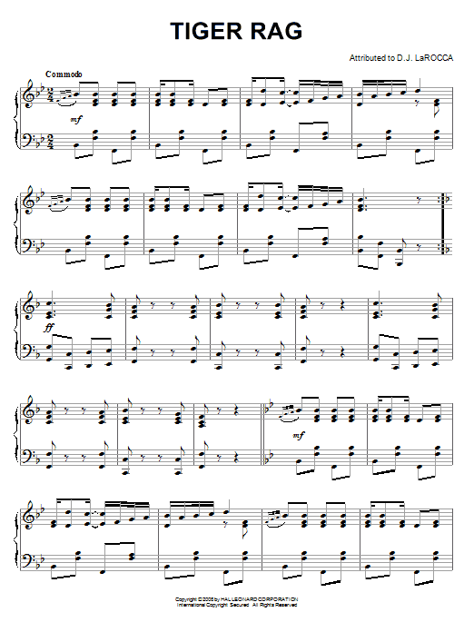Learn to play D.J. LaRocca Tiger Rag sheet music for Piano in minutes. D.J. LaRocca Tiger Rag sheet music notes and chords