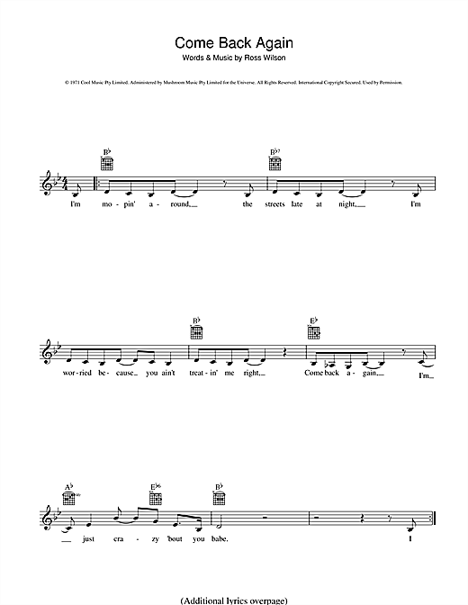 Learn to play Daddy Cool Come Back Again sheet music for Melody Line, Lyrics & Chords in minutes. Daddy Cool Come Back Again sheet music preview music notes and score for Melody Line, Lyrics & Chords including 2 page(s)