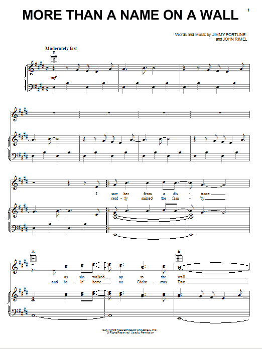 Dailey & Vincent More Than A Name On A Wall sheet music, chords, lyrics - Printable PDF for Piano, Vocal & Guitar (Right-Hand Melody)