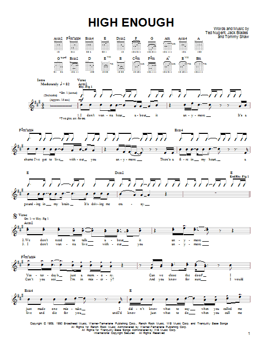 Learn to play Damn Yankees High Enough sheet music for Piano, Vocal & Guitar (Right-Hand Melody) in minutes. Damn Yankees High Enough sheet music notes and chords