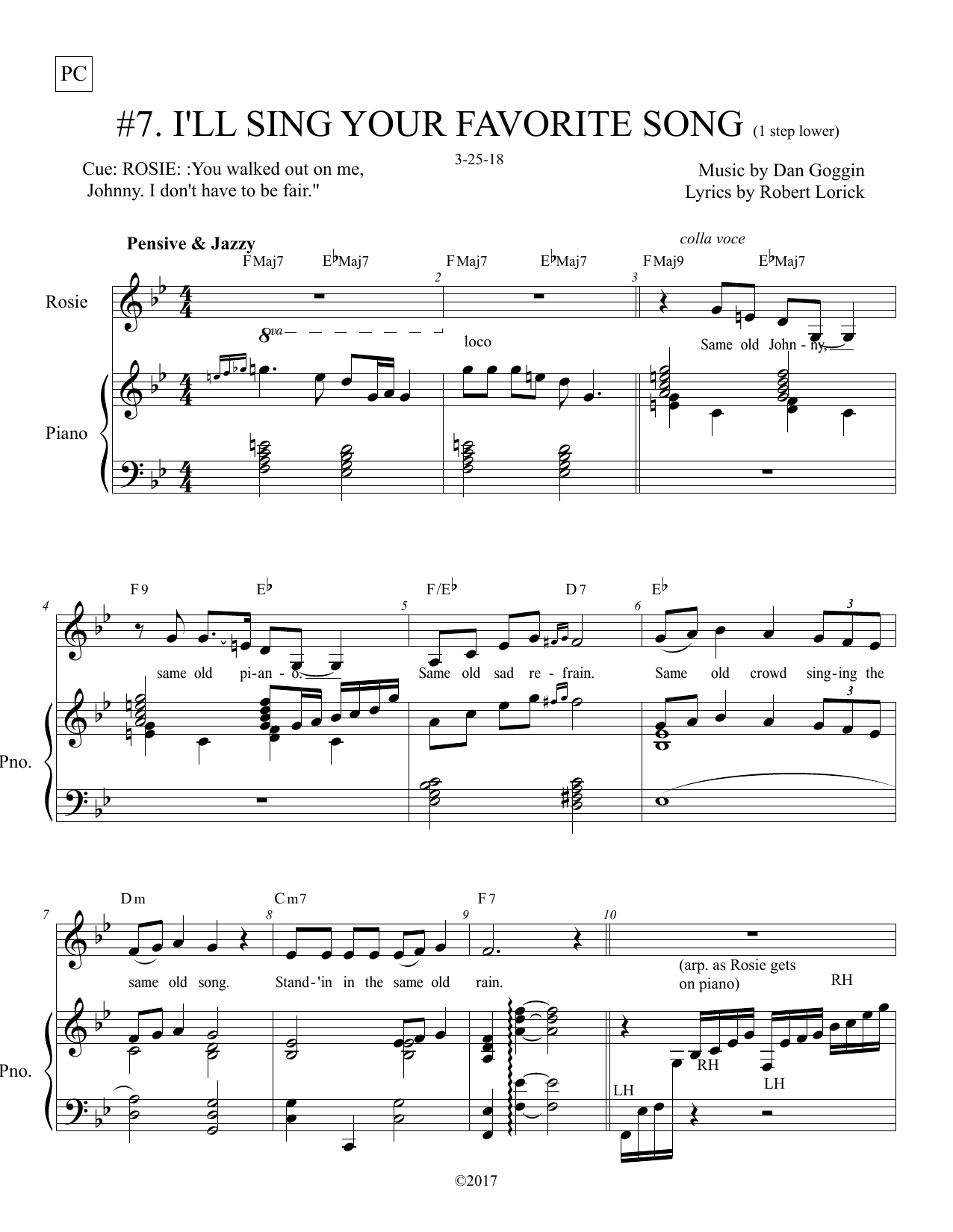 Dan Goggin & Robert Lorick I'll Sing Your Favorite Song (from Johnny Manhattan: A New Musical) sheet music, chords, lyrics - Printable PDF for Piano & Vocal