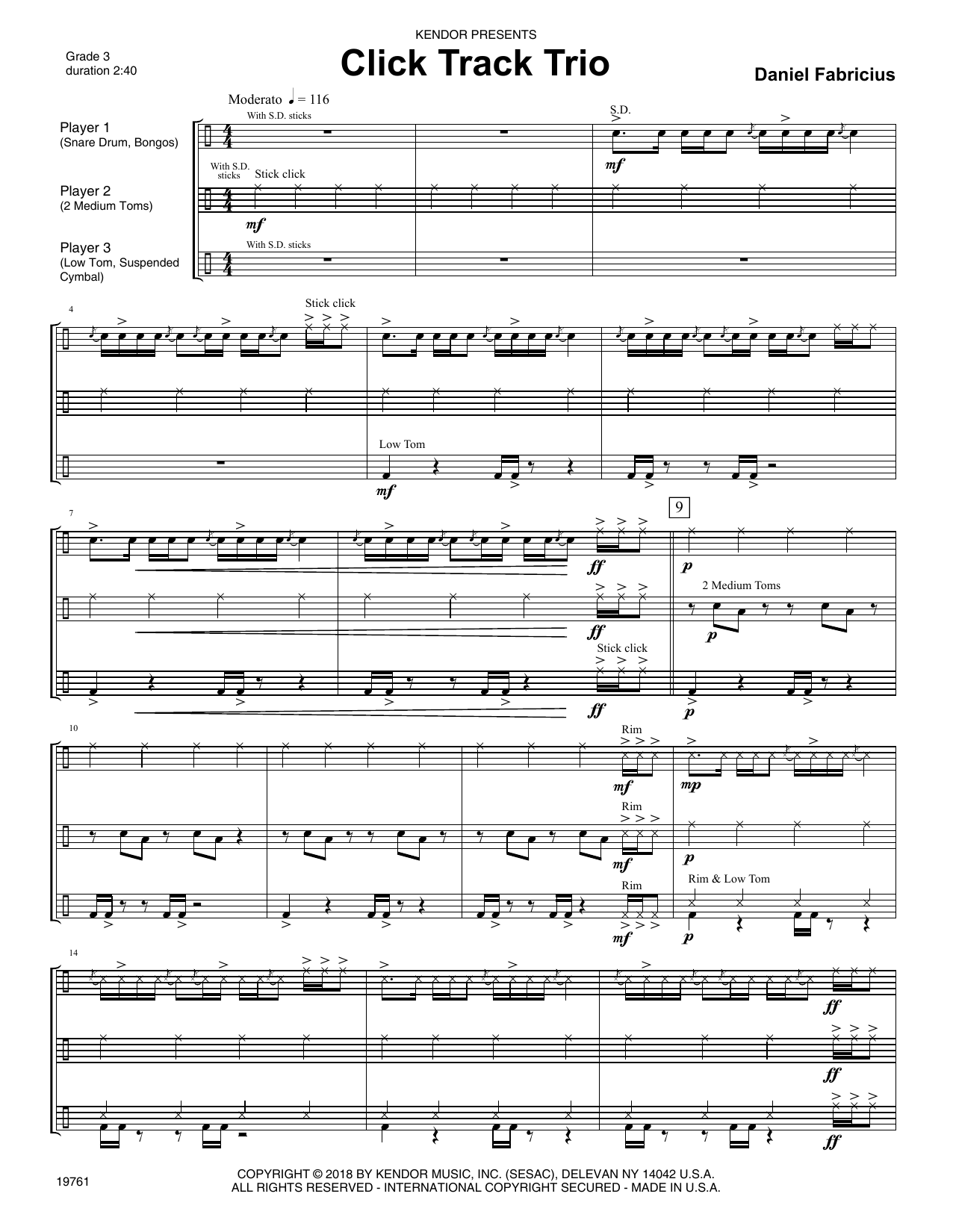Learn to play Dan Fabricius Click Track Trio - Full Score sheet music for Percussion Ensemble in minutes. Dan Fabricius Click Track Trio - Full Score sheet music preview music notes and score for Percussion Ensemble including 5 page(s)