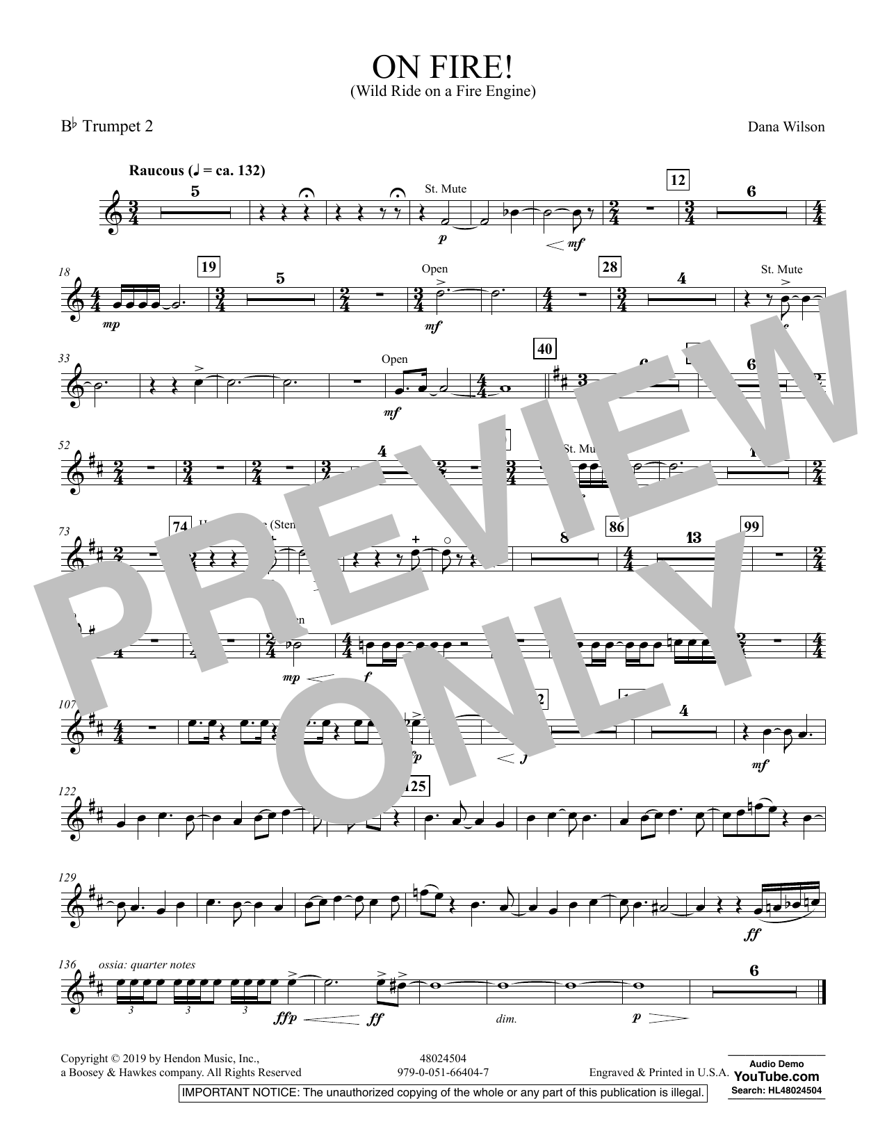 Learn to play Dana Wilson On Fire! (Wild Ride on a Fire Engine) - Bb Trumpet 2 sheet music for Concert Band in minutes. Dana Wilson On Fire! (Wild Ride on a Fire Engine) - Bb Trumpet 2 sheet music preview music notes and score for Concert Band including 1 page(s)