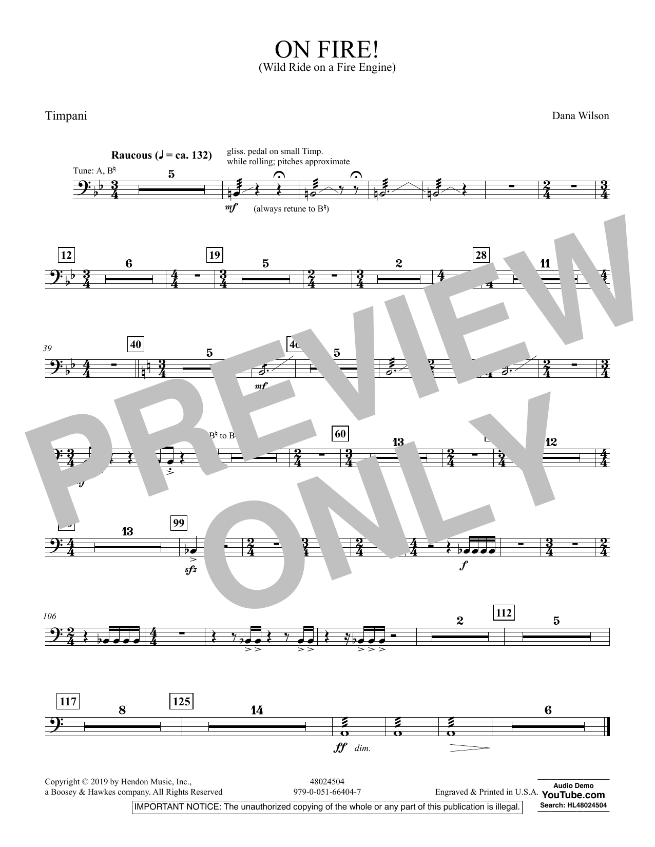 Learn to play Dana Wilson On Fire! (Wild Ride on a Fire Engine) - Timpani sheet music for Concert Band in minutes. Dana Wilson On Fire! (Wild Ride on a Fire Engine) - Timpani sheet music preview music notes and score for Concert Band including 1 page(s)
